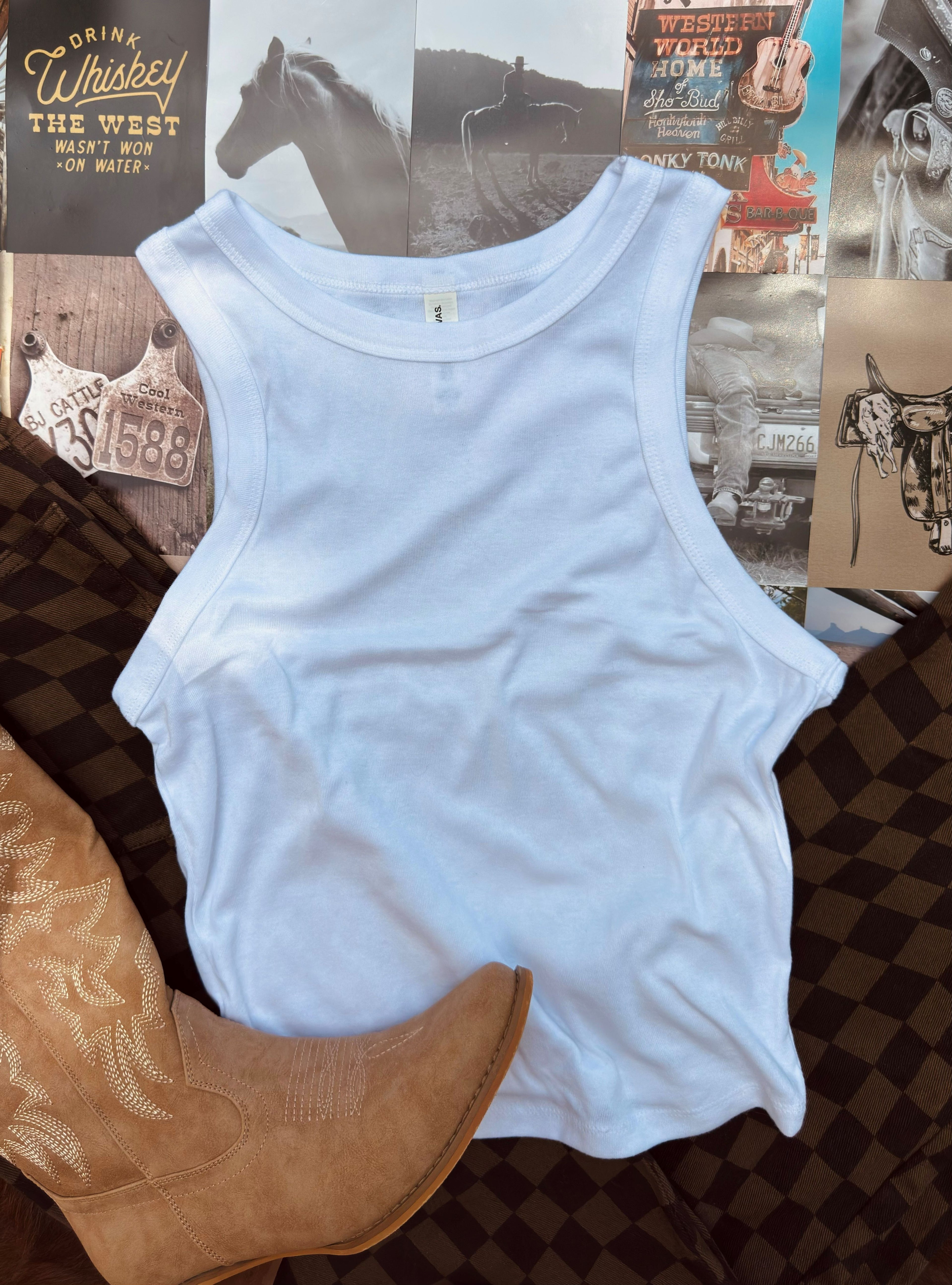 White Racerback Crop